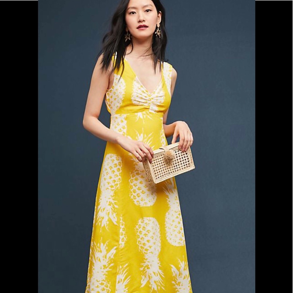 Anthro Pineapple midi dress